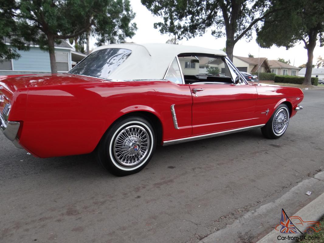 1965 ford mustang convertible 64 1/2 red on red beautifull ...