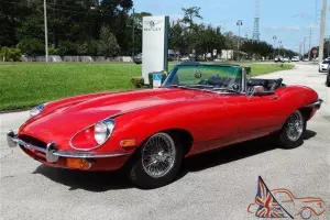 1969 Signal Red Jaguar E-Type XKE Series II Convertible 4.2L 6 Cyl 4 Spd Manual