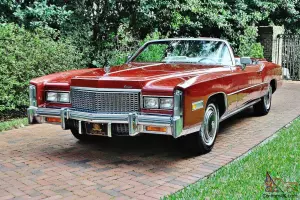 Firethorn red mint fuel injected 76 Cadillac Eldorado Convertible 27,558 miles.