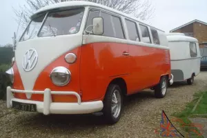 VW Splitscreen Splitty Canadiana Rare Camper Van 1963 & Eriba Puck Caravan