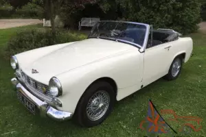1965 Austin Healey Sprite, Classic Car Convertible, Sports Car Old English White Photo