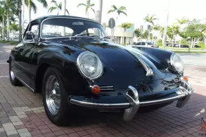 1963 PORSCHE 356 B COUPE. BLACK WITH BLACK LEATHER INTERIOR. MATCHING NUMBER.