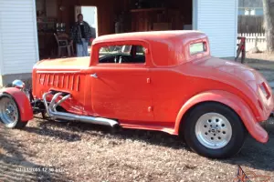 1932 Plymouth Coupe Hot Rod with Tear Drop Trailer