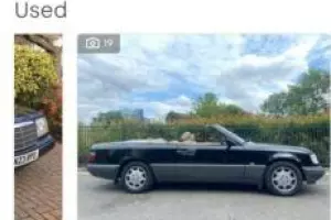 Mercedes E220 conv 95’ M-reg, metallic black. Black leather interior 90’000m apx