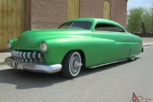 1949 mercury chopped and channeled and bagged Slammed Lead Sled Flame throwers