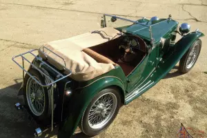  MG TC 1947 Ex Police car. Restored, dark green, beige interior, 5 speed gearbox 
