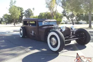 29 FORD MODEL A TUDOR - RAT ROD STYLE HOT ROD SEDAN - CHOPPED, BAGGED, LOW, FAST