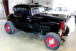 3 Window Deuce Coupe, Orig Rust Fee Steel Body, High Gloss Black Lacquer Paint Photo