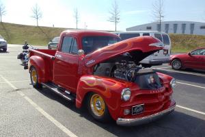 Red with flames, & blown small block chevy engine Photo