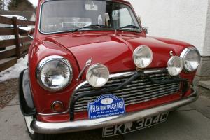  1965 MORRIS MINI RED WITH BLACK ROOF 