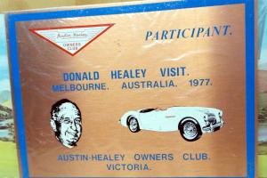 Donald Healey Visit 1977 Copper Plaque Photo