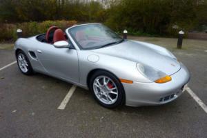 PORSCHE BOXSTER 1998 - SILVER WITH BLACK ROOF CONTRASTING RED HIDE INTERIOR