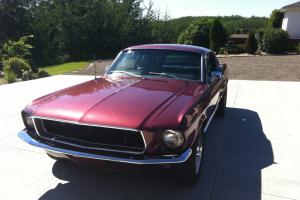 ford mustang fastback, deep maroon, automatic.
