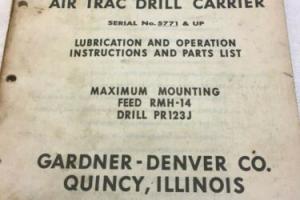 Gardner-Denver ATD3100A Air Trac Operation/Lubrication and Parts List Manual Photo