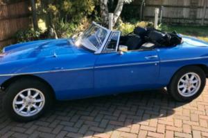 Blue 1975 MGB Roadster, chrome bumpers and overdrive in good condition Photo