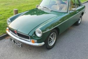 MGB GT 1978 Green Overdrive Chrome bumper Sunroof Leather seats Gold seal engine