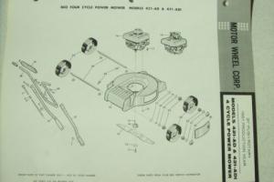 Original REO ~ Models 421-AD & 421-ADI Four Cycle Power Mower ~ Parts List 1961 Photo