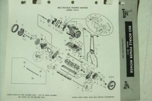 Original REO ~ Model WH-21 Royale Power Mower ~ Parts List 1954 Photo