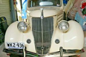 1936 Ford Deluxe V8 Soft Top Cream Sedan Classic Car Photo