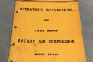 1955 Gardner Denver Operators Instructions Diesel Driven Rotary Air Compressor