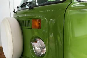 1978 Volkswagen Westfalia Type 2 Bus Sage Green Plaid Interior Yellow Pop Top