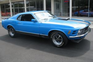 1970 Ford Mustang Mach 1 Grabber blue 351 Shaker hood Marti Report