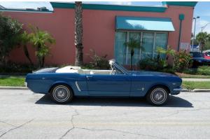 1964 1/2 MUSTANG CONVERTIBLE 260 V8 AUTOMATIC TRANSMISSION, BLUE, WHITE INTERIOR Photo