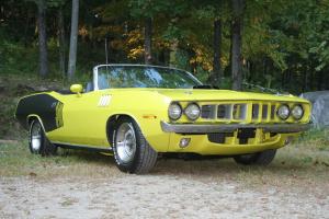 1971 Plymouth Cuda Convertible Original Curious Yellow 340 4spd Numbers match Photo
