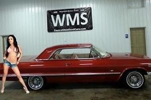 63 Red White Classic Car Low Rider California New Auto Show Chevy V8 Clean 64 62