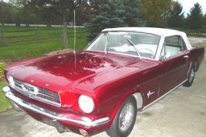 1964 1/2 Ford Mustang Convertible Candy Apple Red white interior 2.8L 1965 Photo