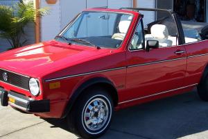 VW Rabbit Convertible Fully Restored Red with Black Top White Interior Photo