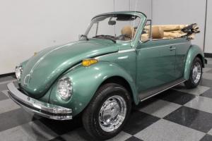 NICELY RESTORED GREEN OVER TAN CONVERTIBLE, FRESH TOP & UPHOLSTERY, CHROME RIMS!