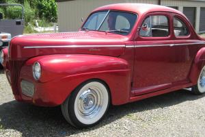 1941 Ford Coupe Hot Rod Candy Apple Red Metalic Paint / Coker White Wall Tires Photo