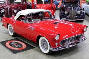 55 T Bird Ford Convertible Red White Top Automatic WOW Photo