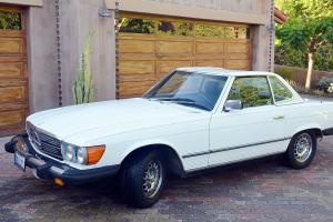 Beautiful White car with Blue leather, low mileage, classic Mercedes Convertible Photo