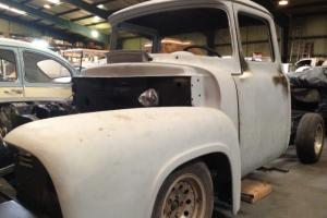 1956 F100 Big rear window resto mod pro touring project  Air ride, Fuel injected
