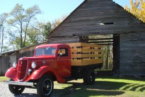 Rare 1935 1 1/2 ton Ford Flatbed Truck Restored- Vintage- Antique-Awesome- Red Photo
