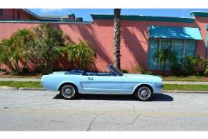 1964 1/2 FORD MUSTANG CONVERTIBLE POWER TOP 260 V8 SKYLIGHT BLUE AUTOMATIC Photo