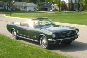 1966 Ford Mustang Convertible, Dark Green, Tan interior / Top