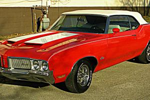 1970 Oldsmobile Cutlass Convertible-Beautiful Red and White-- V-8 with Automatic