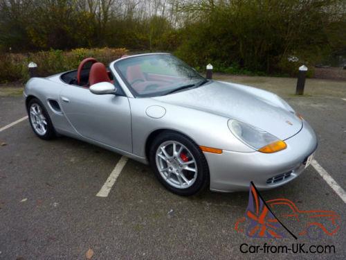 Porsche Boxster 1998 Silver With Black Roof Contrasting Red Hide Interior