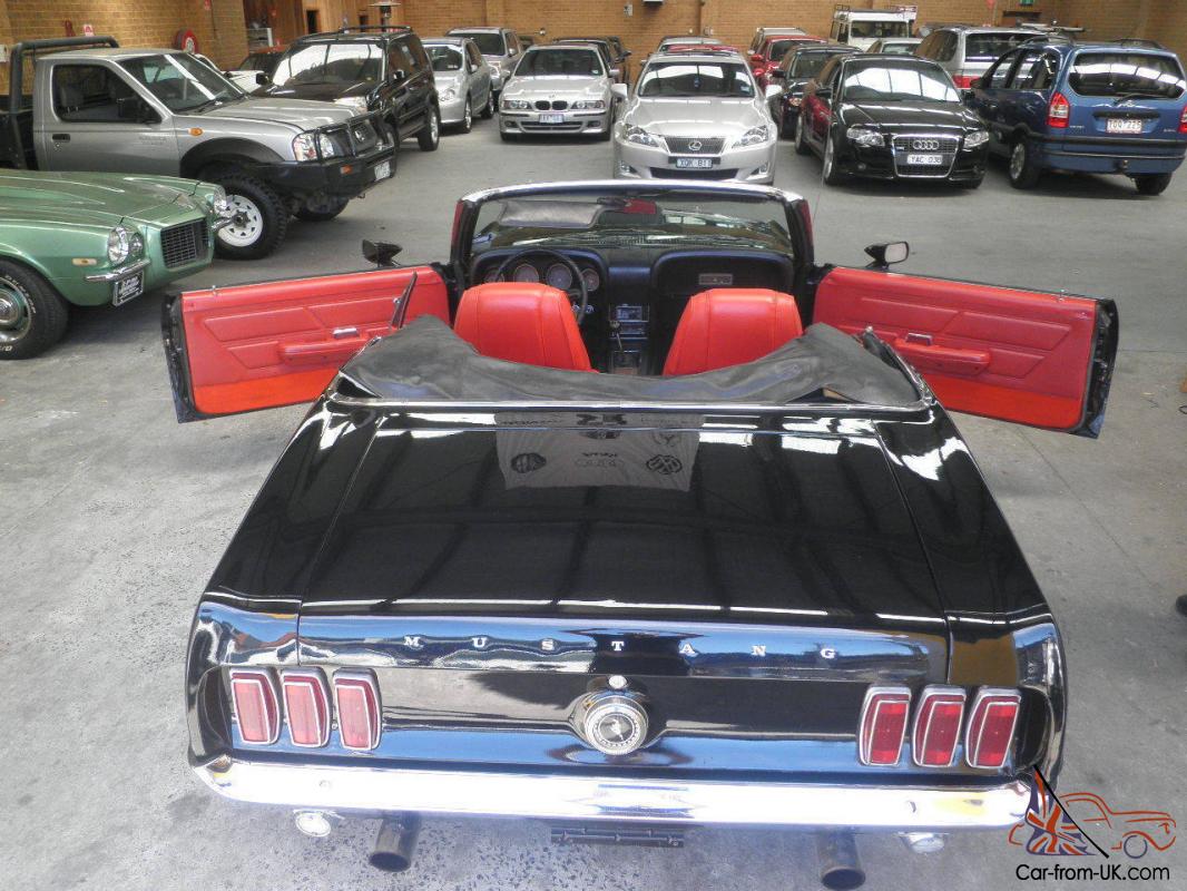 1969 Mustang 2 Door Convertible Black 4 9lt Windsor V8 Red Interior Manual