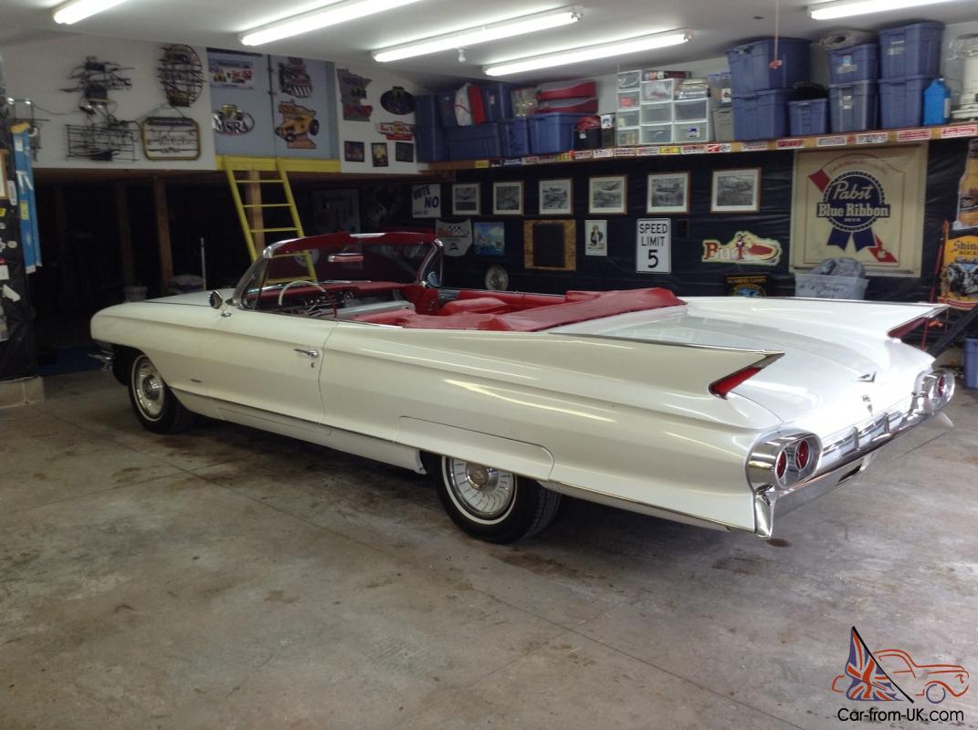 1961 Cadillac Deville Covertible White Red Top Excellent Condition