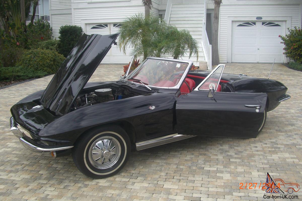 1964 Chevrolet Corvette Convertible Black On Red Interior White Top No Reserve