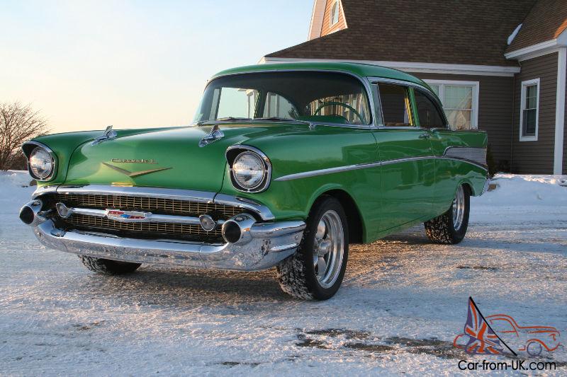 57 Chevy Custom Hot Rod Shoe Box Green 4 Speed Air Custom Interior 350 Crate