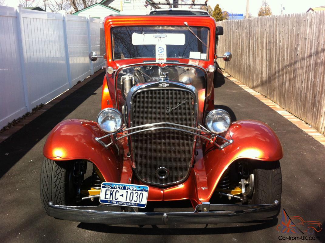 1932 Chevy Street Rod Coupe Five Window All Steel Body Candy Orange