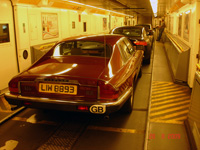 Jaguar in a train under La Manche